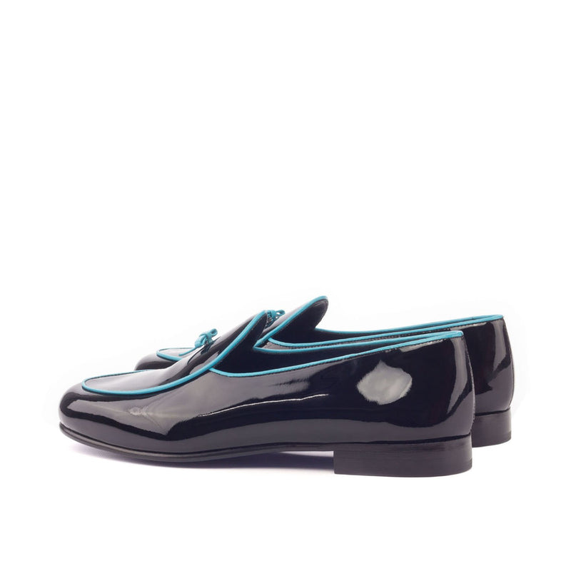 Ambrogio 3115 Bespoke Custom Men's Shoes Black Patent Leather Belgian Loafers (AMB1770)-AmbrogioShoes