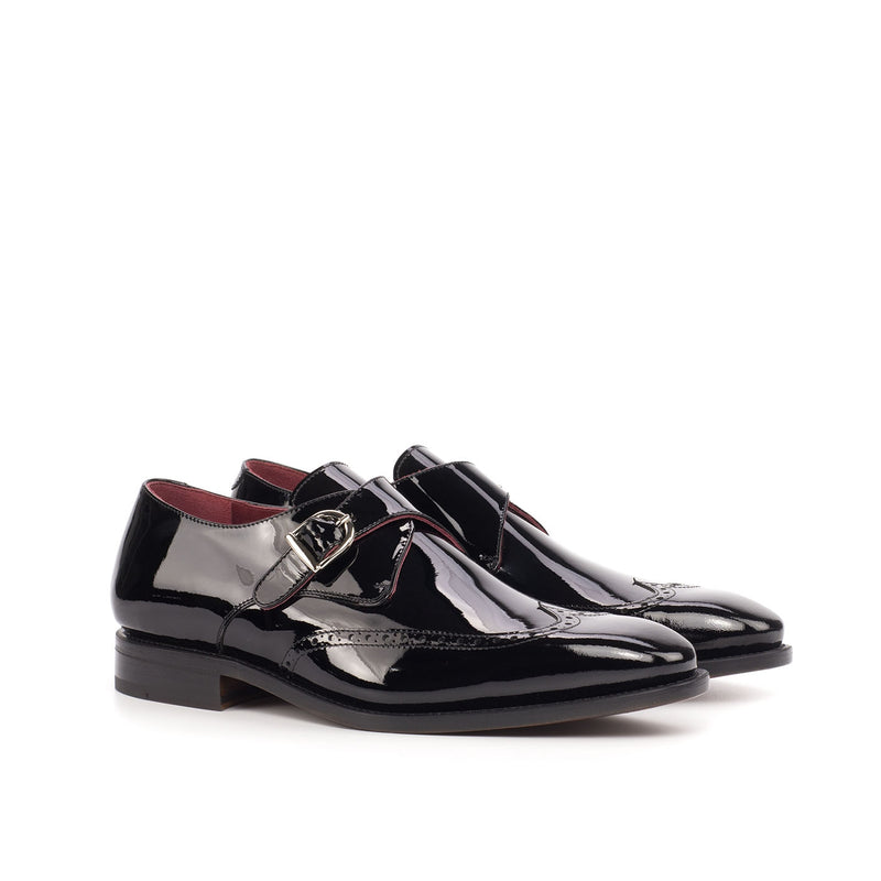Ambrogio 4429 Bespoke Custom Men's Shoes Black Patent Leather Monk-Strap Loafers (AMB1729)-AmbrogioShoes