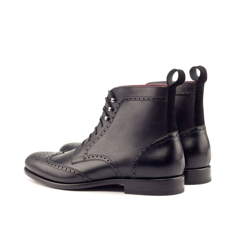Ambrogio 2724 Bespoke Custom Men's Shoes Black Suede / Full Grain / Calf-Skin Leather Military Brogue Boots (AMB1521)-AmbrogioShoes