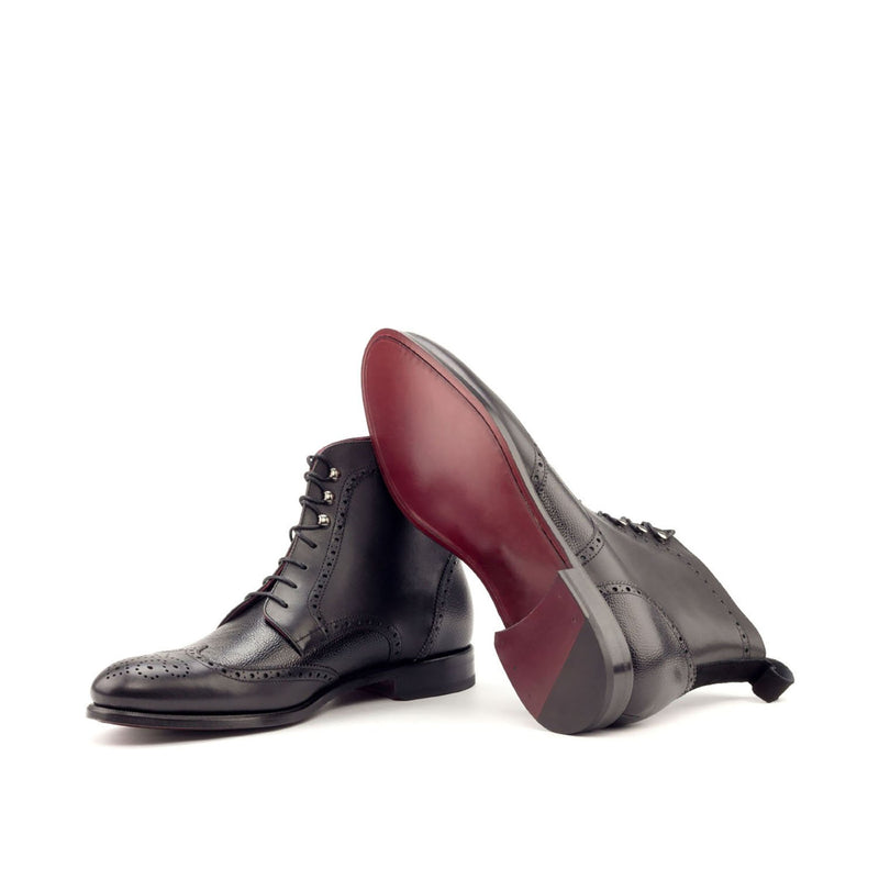Ambrogio 2724 Bespoke Custom Men's Shoes Black Suede / Full Grain / Calf-Skin Leather Military Brogue Boots (AMB1521)-AmbrogioShoes