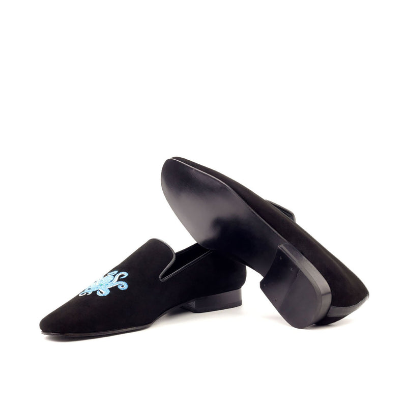 Ambrogio 2697 Bespoke Custom Men's Shoes Black Suede Leather Drake Loafers (AMB1668)-AmbrogioShoes