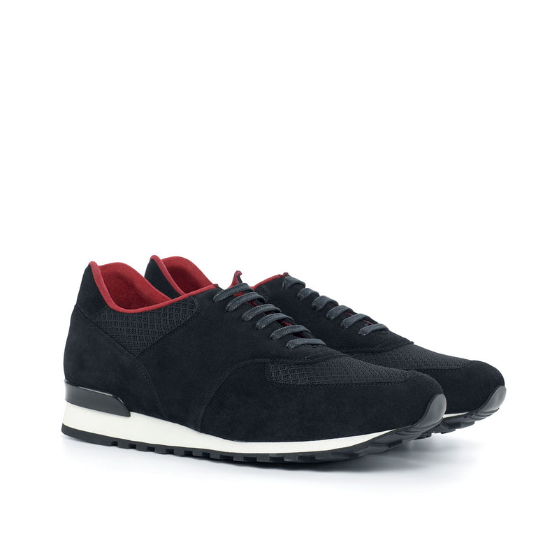 Ambrogio 4517 Bespoke Custom Men's Shoes Black Suede Leather Jogger Sneakers (AMB1854)-AmbrogioShoes