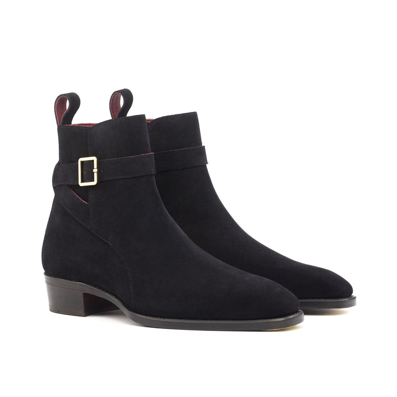 Ambrogio 4587 Bespoke Custom Men's Shoes Black Suede Leather Jophpur Boots (AMB1755)-AmbrogioShoes