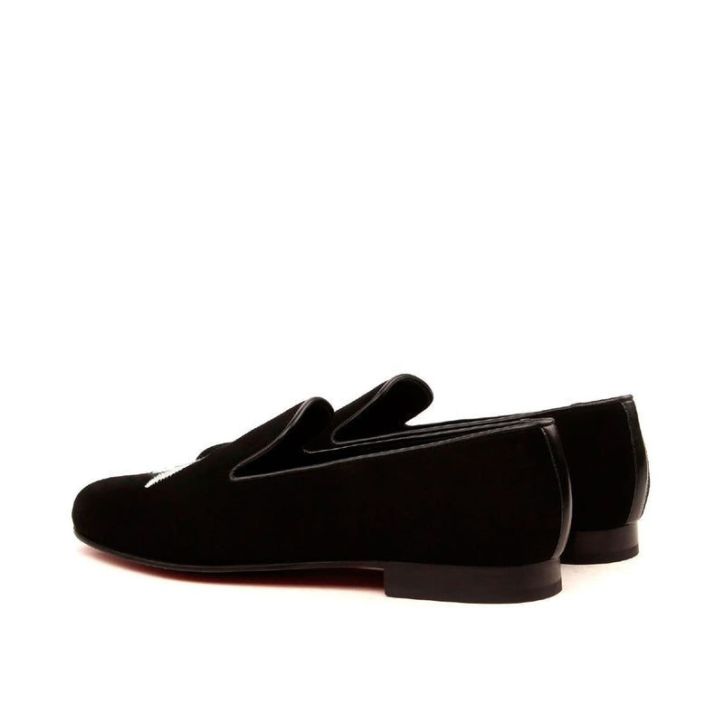 Ambrogio 2517 Bespoke Custom Men's Shoes Black Suede Leather Slip-On Wellington Loafers (AMB1675)-AmbrogioShoes