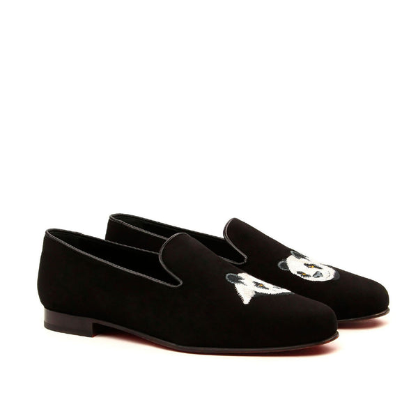 Ambrogio 2517 Bespoke Custom Men's Shoes Black Suede Leather Slip-On Wellington Loafers (AMB1675)-AmbrogioShoes