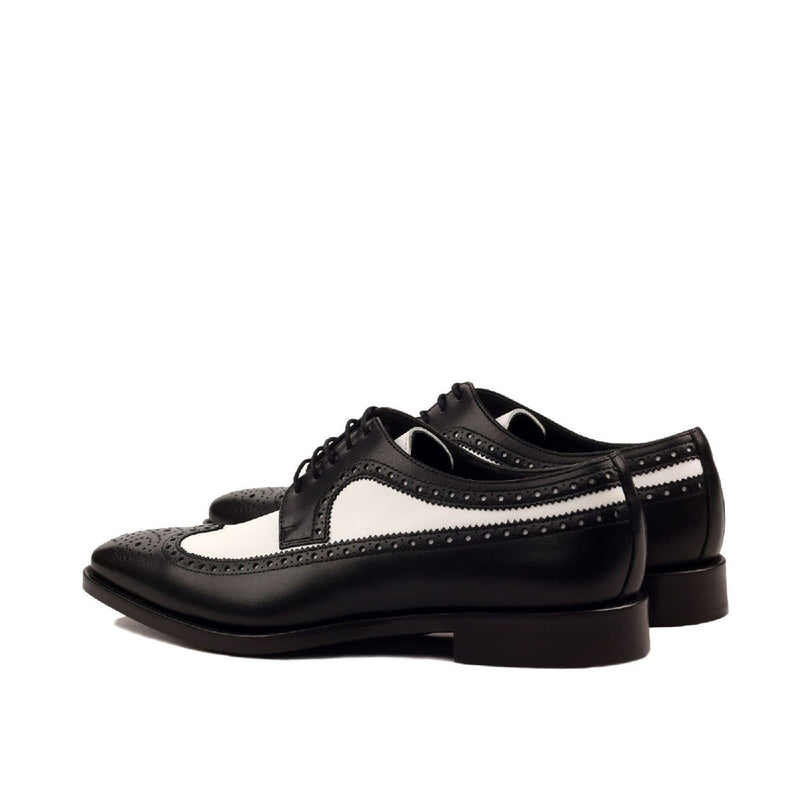 Ambrogio 2448 Bespoke Custom Men's Shoes Black & White Calf-Skin Leather Longwing Oxfords (AMB1738)-AmbrogioShoes