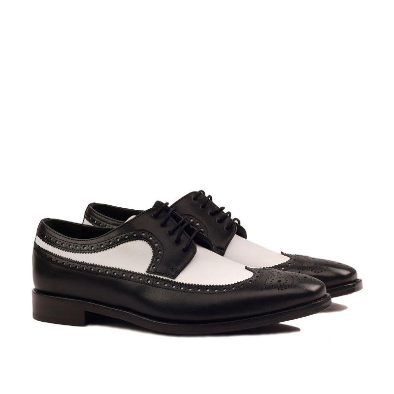 Ambrogio 2448 Bespoke Custom Men's Shoes Black & White Calf-Skin Leather Longwing Oxfords (AMB1738)-AmbrogioShoes