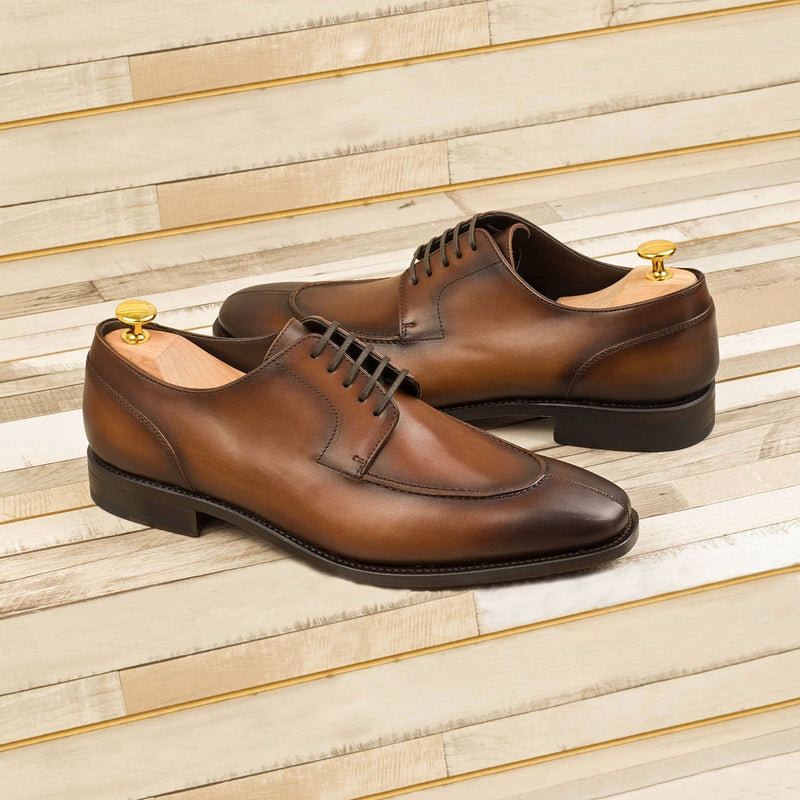 Ambrogio 4307 Bespoke Custom Men's Shoes Brown Calf-Skin Leather Derby Split Toe Oxfords (AMB1405)-AmbrogioShoes