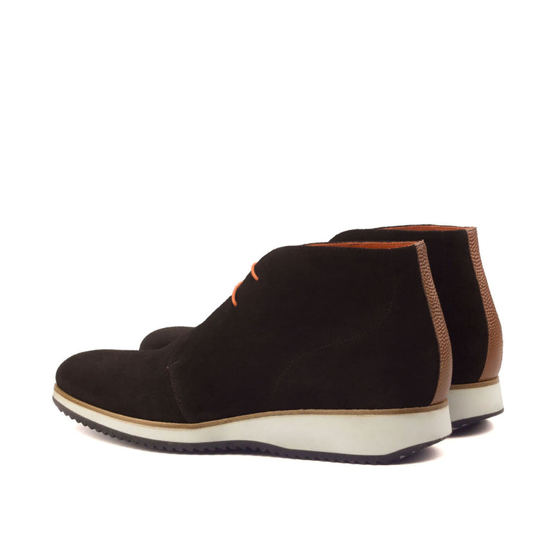 Ambrogio 2577 Bespoke Custom Men's Shoes Brown & Cognac Suede / Pebble Grain Calf-Skin Leather Chukka Boots (AMB1688)-AmbrogioShoes