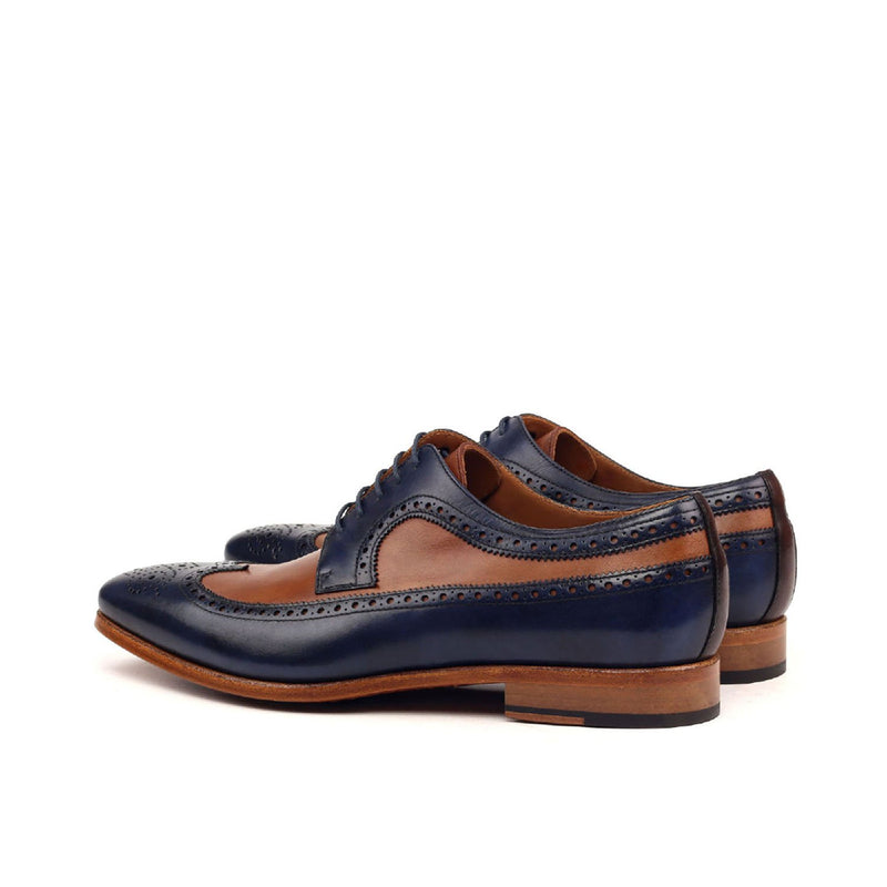 Ambrogio 2392 Bespoke Custom Men's Shoes Brown & Navy Calf-Skin Leather Longwing Blucher Oxfords (AMB1492)-AmbrogioShoes