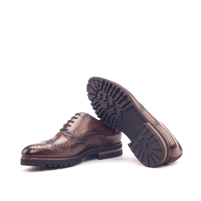 Ambrogio 2998 Bespoke Custom Men's Shoes Brown Suede / Patina Leather Brogue Oxfords (AMB1580)-AmbrogioShoes