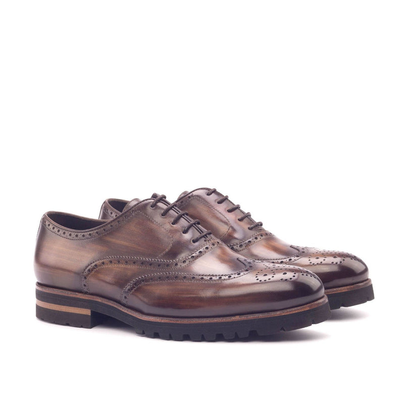 Ambrogio 2998 Bespoke Custom Men's Shoes Brown Suede / Patina Leather Brogue Oxfords (AMB1580)-AmbrogioShoes