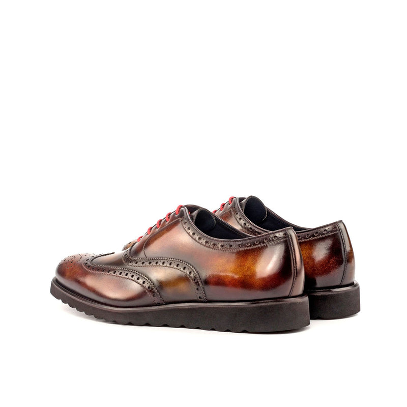 Ambrogio 4542 Bespoke Custom Men's Shoes Brown, Tobacco & Fire Patina Leather Wingtip Oxfords (AMB1828)-AmbrogioShoes