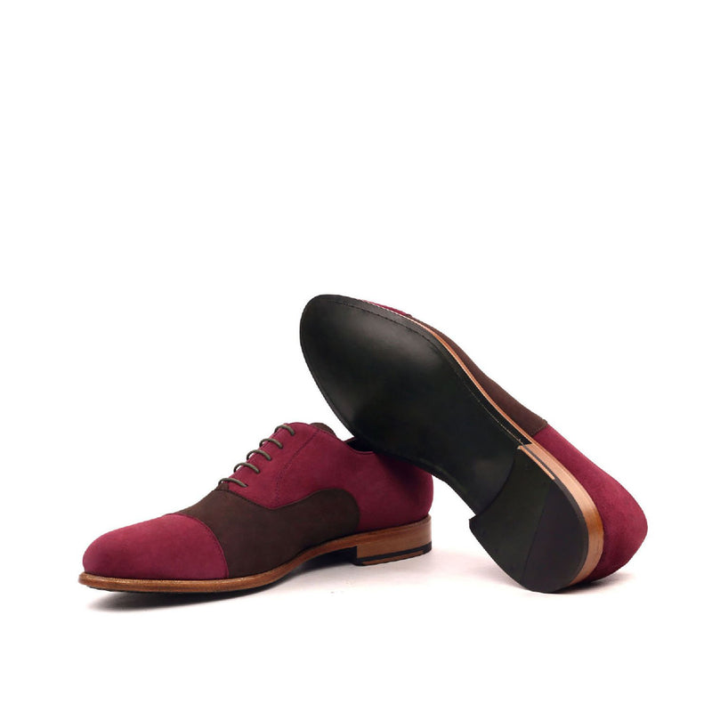 Ambrogio 2510 Bespoke Custom Men's Shoes Brown & Wine Suede Leather Dress Oxfords (AMB1438)-AmbrogioShoes