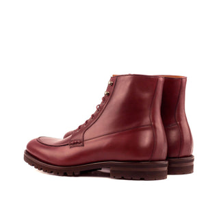 Ambrogio 4040 Bespoke Custom Men's Shoes Burgundy Calf-Skin Leather Moccasin Boots (AMB1607)-AmbrogioShoes