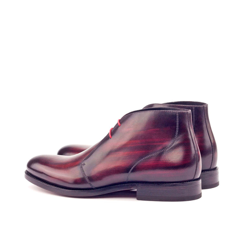 Ambrogio 3038 Bespoke Custom Men's Shoes Burgundy Patina Leather Chukka Boots (AMB1569)-AmbrogioShoes