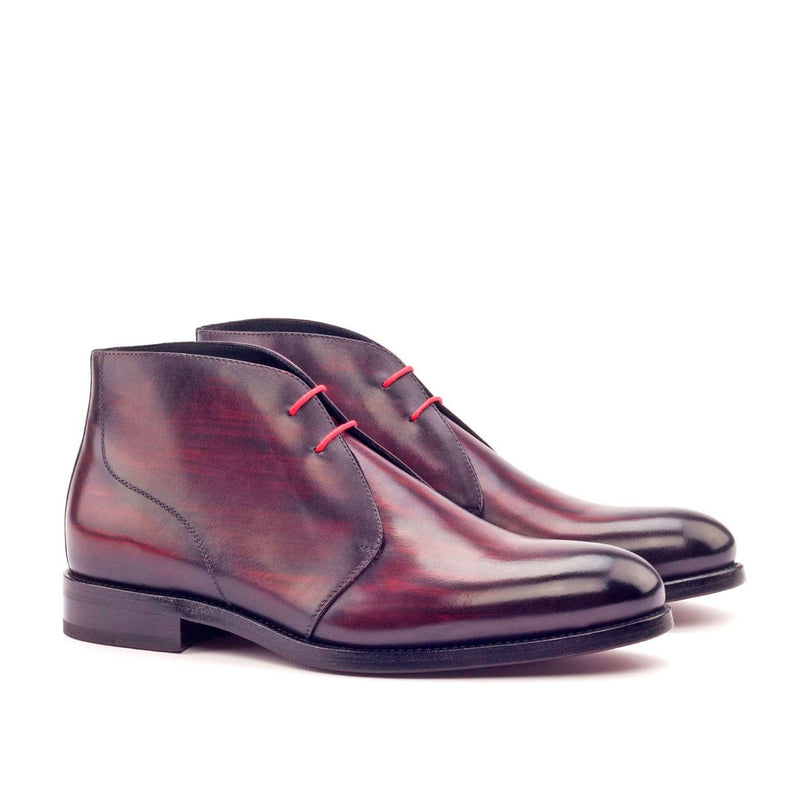 Ambrogio 3038 Bespoke Custom Men's Shoes Burgundy Patina Leather Chukka Boots (AMB1569)-AmbrogioShoes