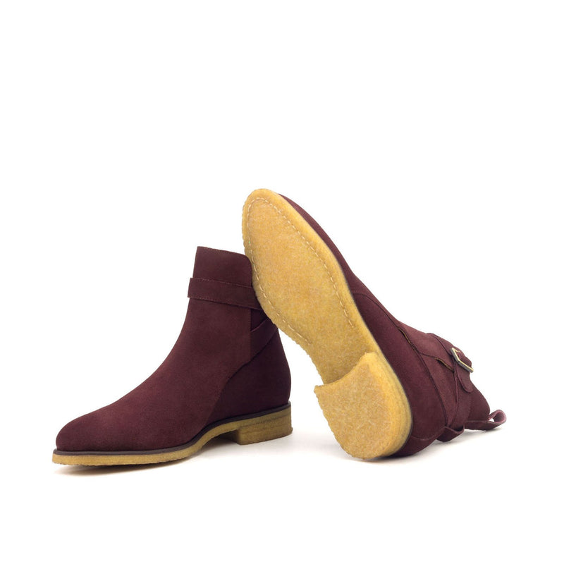 Ambrogio 2970 Bespoke Custom Men's Shoes Burgundy Suede Leather Jodhpur Boots (AMB1779)-AmbrogioShoes
