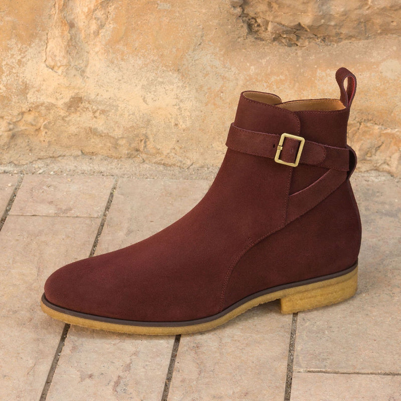 Ambrogio 2970 Bespoke Custom Men's Shoes Burgundy Suede Leather Jodhpur Boots (AMB1779)-AmbrogioShoes