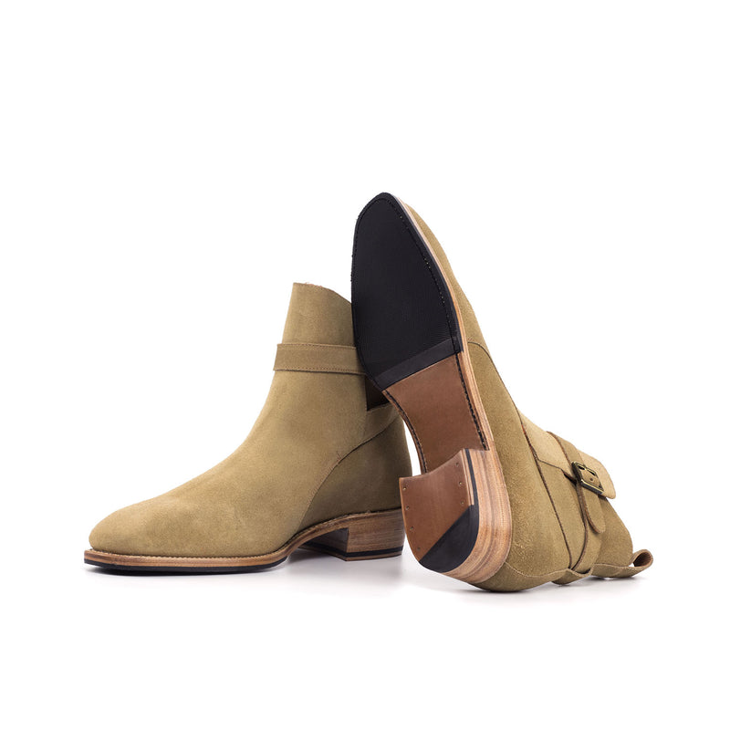 Ambrogio 4588 Bespoke Custom Men's Shoes Camel Suede Leather Jophpur Boots (AMB1754)-AmbrogioShoes