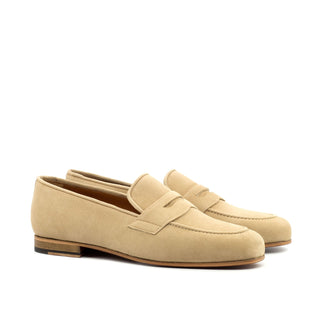 Ambrogio 4256 Bespoke Custom Men's Shoes Camel Suede Leather Slip-On Penny Loafer (AMB1661)-AmbrogioShoes
