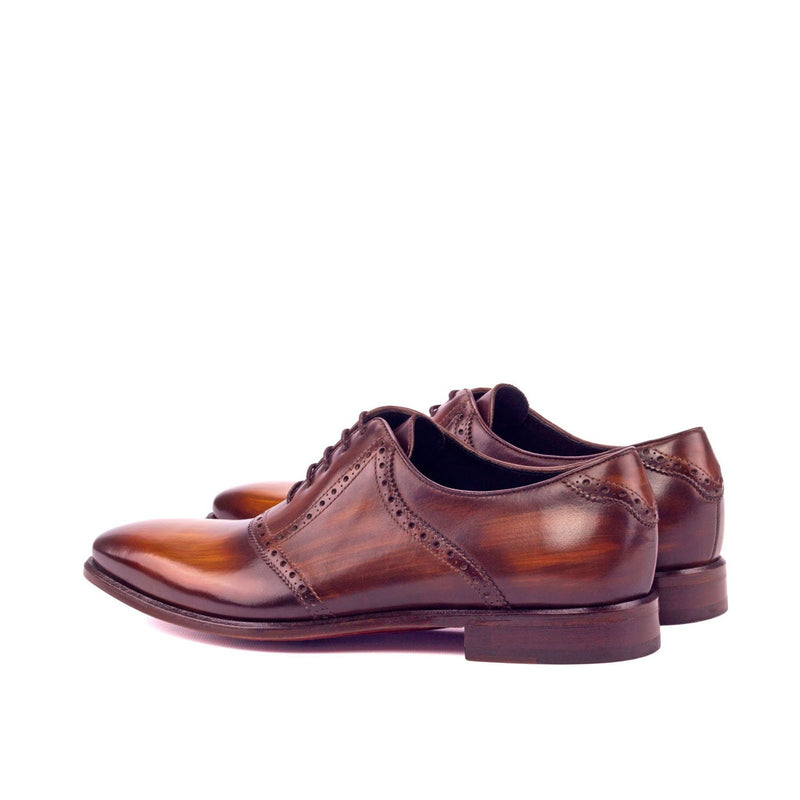 Ambrogio 3178 Bespoke Custom Men's Shoes Cognac & Brown Patina Leather Saddle Oxfords (AMB1470)-AmbrogioShoes