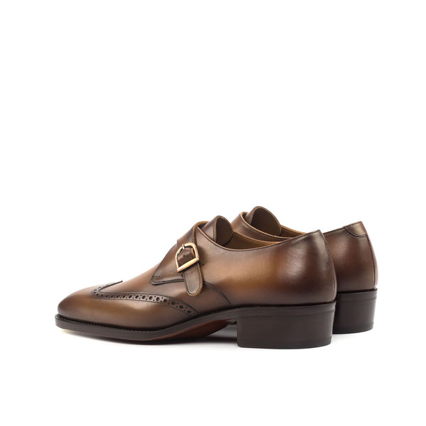 Ambrogio 4638 Bespoke Custom Men's Shoes Cognac Calf-Skin Leather Monk-Strap Loafers (AMB1824)-AmbrogioShoes