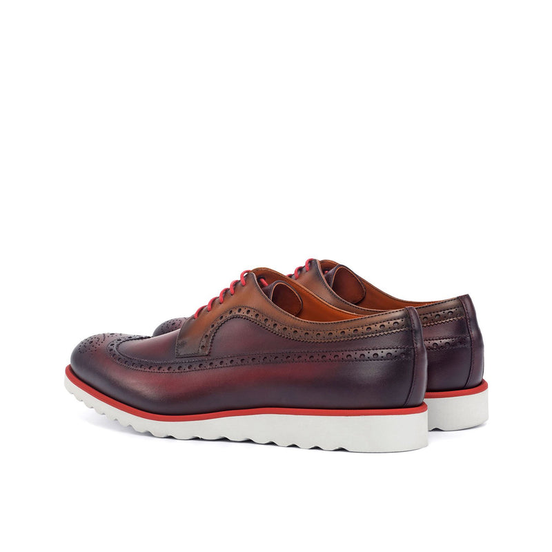 Ambrogio 4586 Bespoke Custom Men's Shoes Cognac & Red Calf-Skin Leather Wingtip Oxfords (AMB1753)-AmbrogioShoes