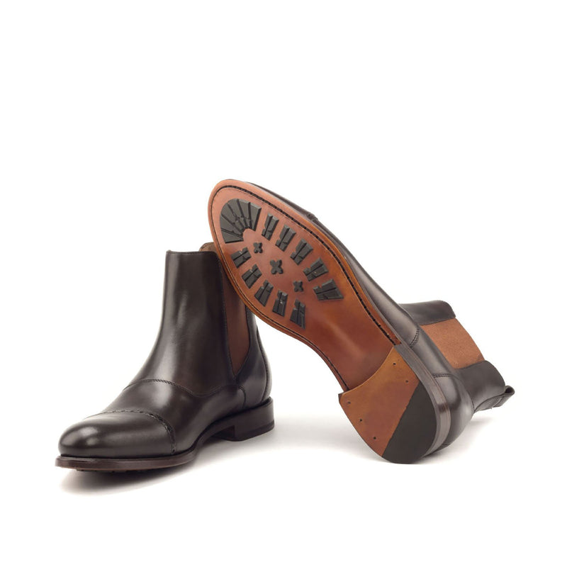 Ambrogio 2879 Bespoke Custom Men's Shoes Dark Brown Calf-Skin Leather Chelsea Boots (AMB1431)-AmbrogioShoes
