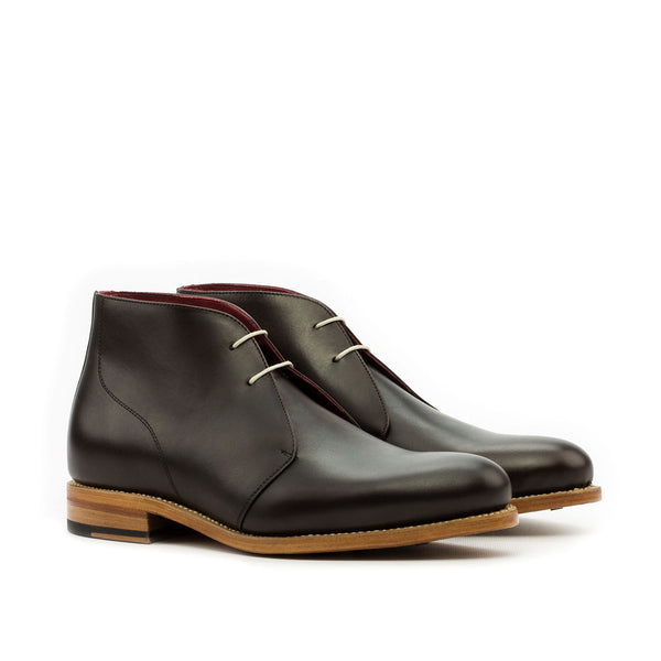 Ambrogio 3597 Bespoke Custom Men's Shoes Dark Brown Calf-Skin Leather Chukka Boots (AMB1456)-AmbrogioShoes