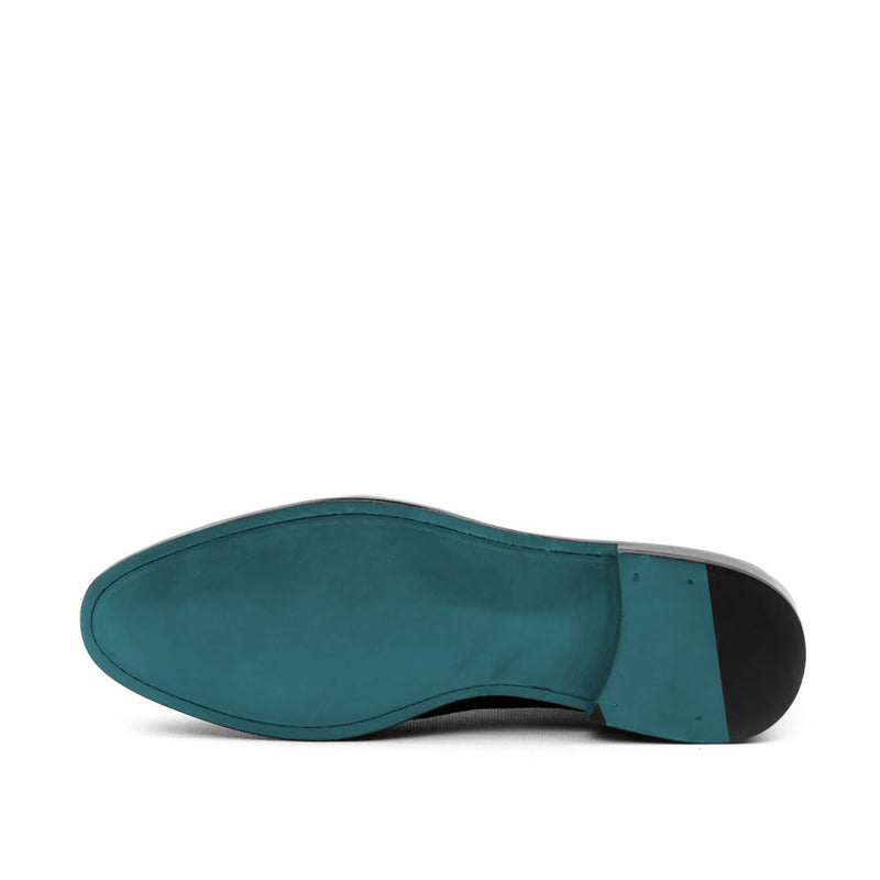 Ambrogio 2291 Bespoke Custom Men's Shoes Denim Blue & Cognac Patina Leather Saddle Oxfords (AMB1744)-AmbrogioShoes