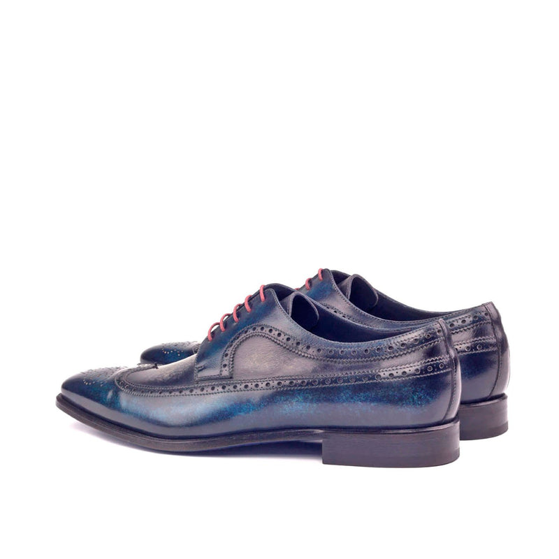 Ambrogio 2612 Bespoke Custom Men's Shoes Denim Blue & Gray Patina Leather Longwing Blucher Oxfords (AMB1391)-AmbrogioShoes