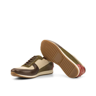 Ambrogio 4143 Bespoke Custom Men's Shoes Four-Tone Linen / Suede / Full Grain / Calf-Skin Leather Corsini Casual Sneakers (AMB1594)-AmbrogioShoes