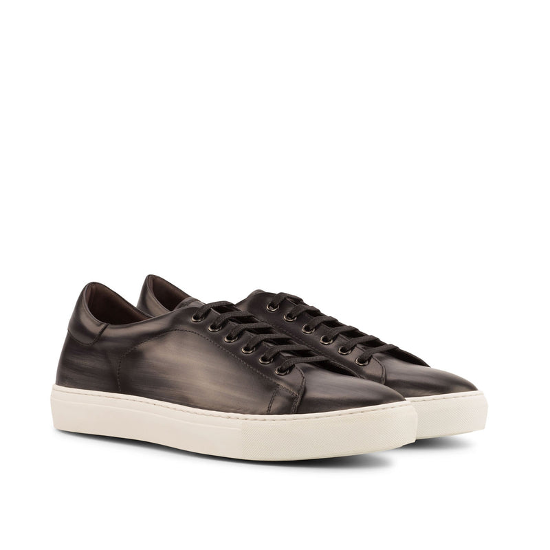Ambrogio 3968 Bespoke Custom Men's Shoes Gray Patina Leather Casual Sneakers (AMB1443)-AmbrogioShoes