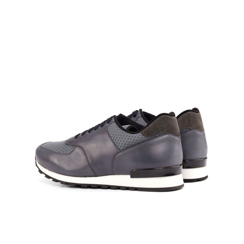 Ambrogio 4496 Bespoke Custom Men's Shoes Gray Suede / Calf-Skin Leather Jogger Sneakers (AMB1857)-AmbrogioShoes