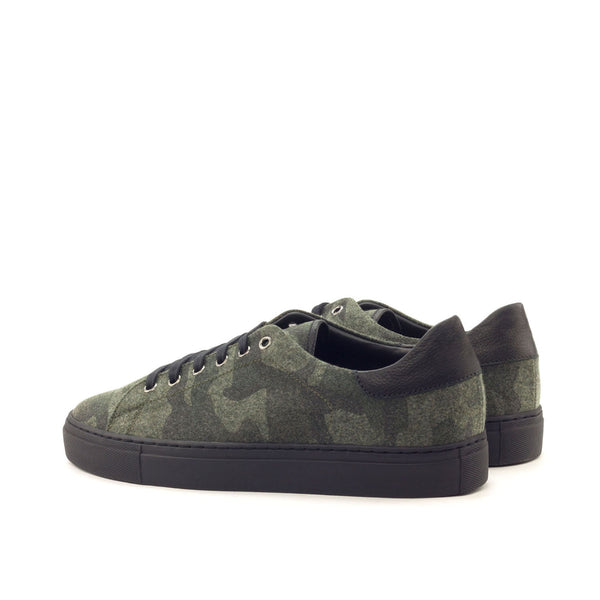 Ambrogio 3144 Bespoke Custom Men's Shoes Green Fabric / Full Grain Leather Casual Sneakers (AMB1618)-AmbrogioShoes