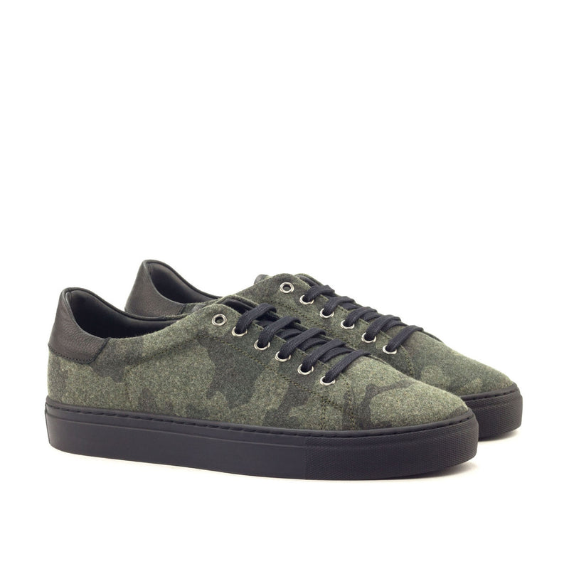 Ambrogio 3144 Bespoke Custom Men's Shoes Green Fabric / Full Grain Leather Casual Sneakers (AMB1618)-AmbrogioShoes