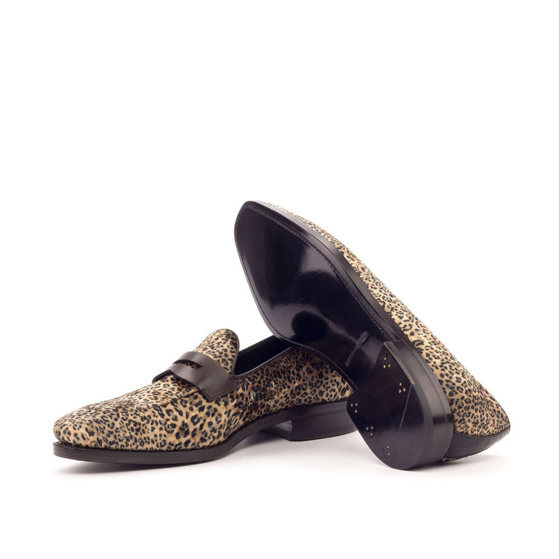 Ambrogio 3431 Bespoke Custom Men's Shoes Multi-Color Crocodile Print / Fabric / Calf-Skin Leather Penny Loafers (AMB1416)-AmbrogioShoes