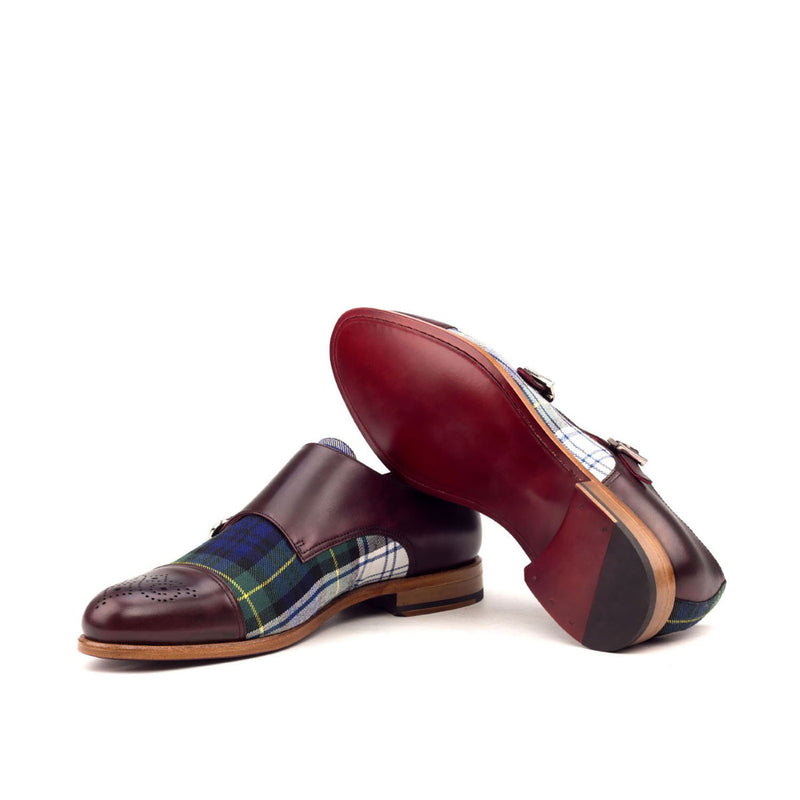 Ambrogio 2604 Bespoke Custom Men's Shoes Multi Color Fabric / Calf-Skin Leather Monk-Straps Loafers (AMB1393)-AmbrogioShoes