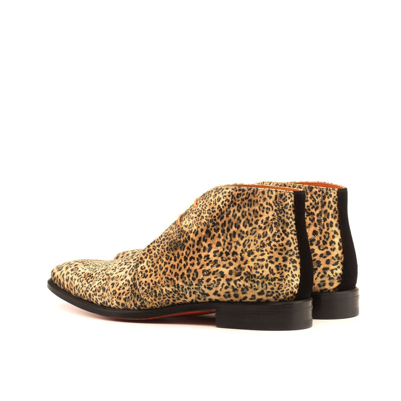 Ambrogio 4018 Bespoke Custom Men's Shoes Multi-Color Leopard Sartorial / Suede Leather Chukka Boots (AMB1370)-AmbrogioShoes