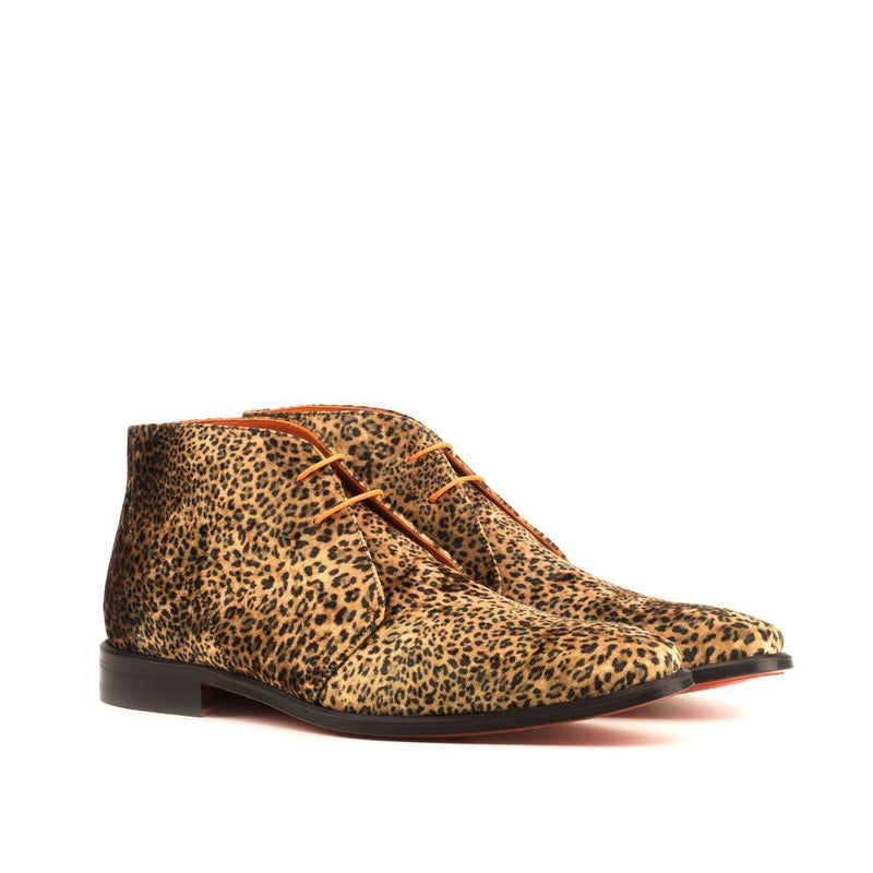 Ambrogio 4018 Bespoke Custom Men's Shoes Multi-Color Leopard Sartorial / Suede Leather Chukka Boots (AMB1370)-AmbrogioShoes