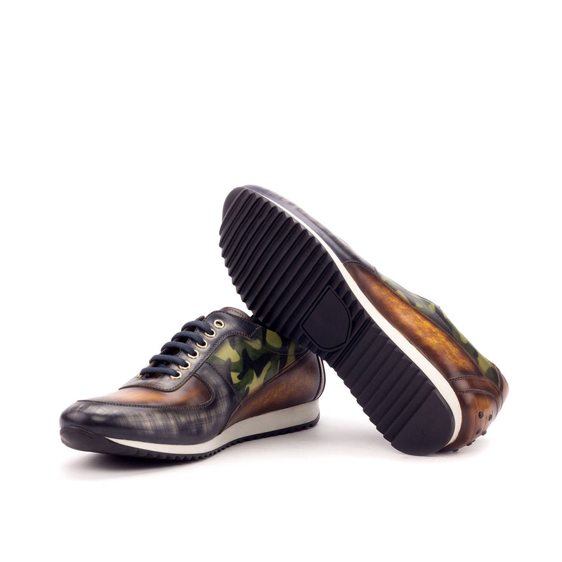 Ambrogio 3193 Bespoke Custom Men's Shoes Multi-Color Patina Leather Casual Corsini Sneakers (AMB1415)-AmbrogioShoes