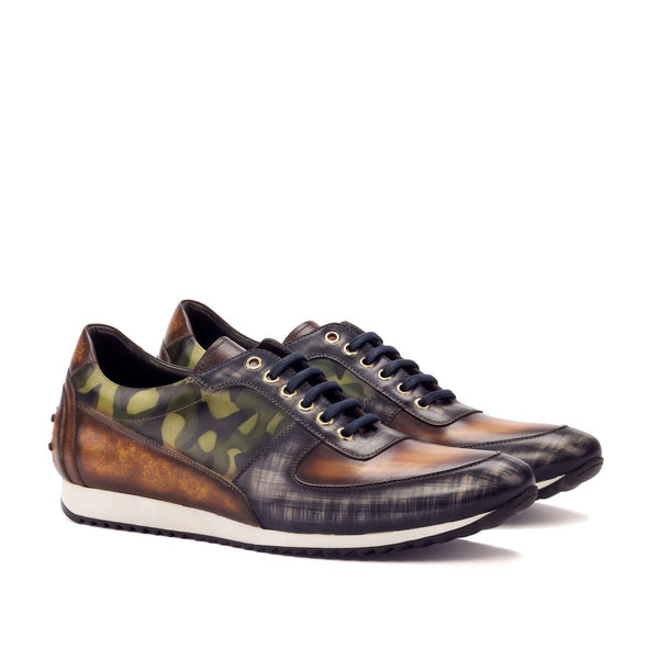 Ambrogio 3193 Bespoke Custom Men's Shoes Multi-Color Patina Leather Casual Corsini Sneakers (AMB1415)-AmbrogioShoes