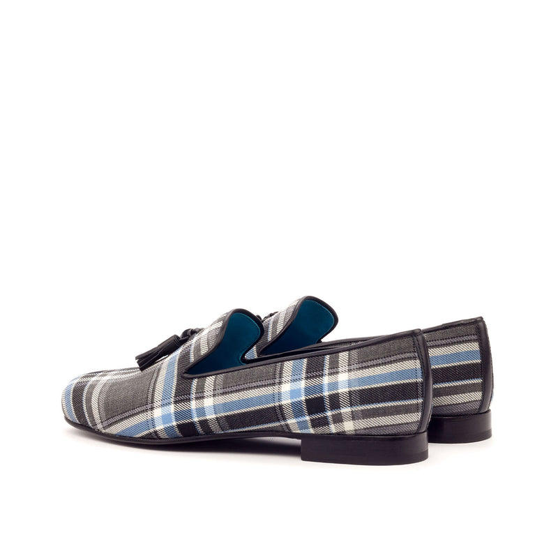 Ambrogio 3410 Bespoke Custom Men's Shoes Multi-Color Plaid Sartorial / Calf-Skin Leather Wellington Tassels Loafers (AMB1364)-AmbrogioShoes