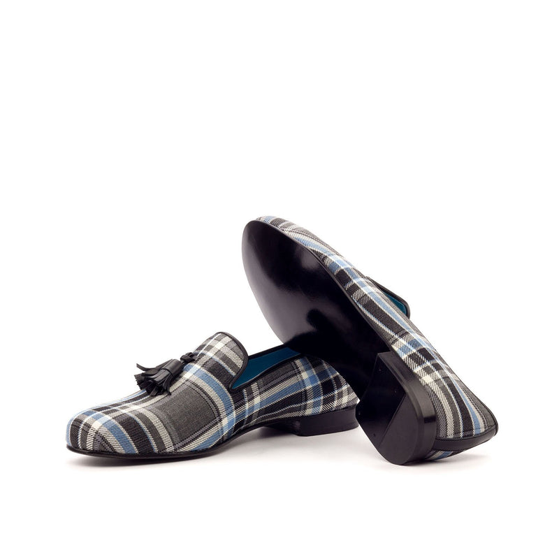 Ambrogio 3410 Bespoke Custom Men's Shoes Multi-Color Plaid Sartorial / Calf-Skin Leather Wellington Tassels Loafers (AMB1364)-AmbrogioShoes