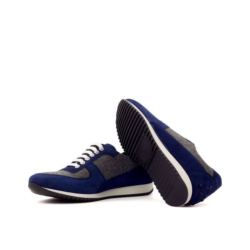 Ambrogio 3397 Bespoke Custom Men's Shoes Navy & Gray Fabric / Suede Leather Corsini Casual Sneakers (AMB1601)-AmbrogioShoes