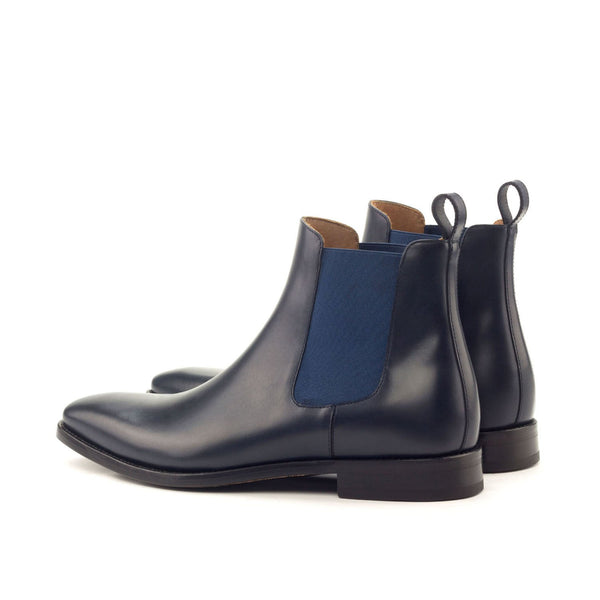 Ambrogio 2964 Bespoke Custom Men's Shoes Navy Polished Calf-Skin Leather Chelsea Boots (AMB1776)-AmbrogioShoes
