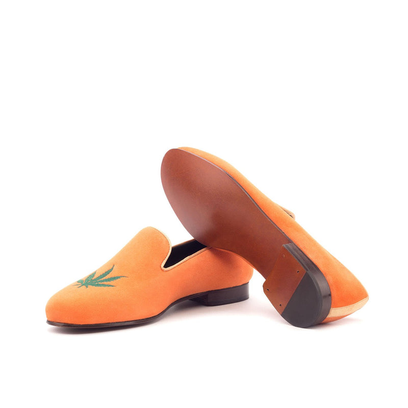 Ambrogio 3367 Bespoke Custom Men's Shoes Orange Grossgrain / Suede Leather Wellington Slip-On Loafer (AMB1659)-AmbrogioShoes