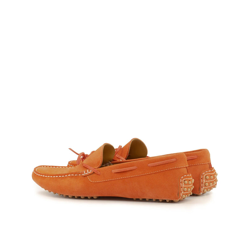 Ambrogio 3687 Bespoke Custom Men's Shoes Orange Suede Leather Slip-On Driver Loafers (AMB1679)-AmbrogioShoes