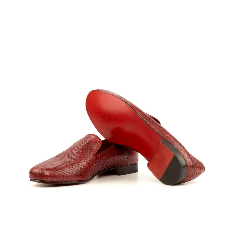 Ambrogio 3670 Bespoke Custom Men's Shoes Red Exotic Snake-Skin / Calf-Skin Leather Wellington Loafers (AMB1353)-AmbrogioShoes